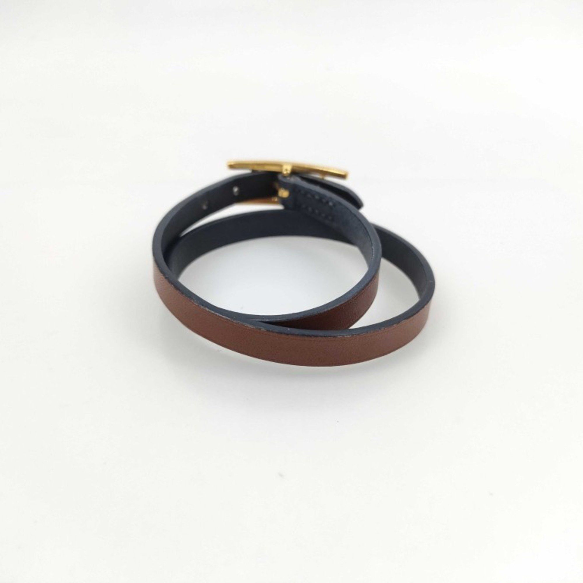 Hermes HERMES B-Api Brown Leather Double Tour Bracelet for Women Size ONE SIZE - 4 Thumbnail