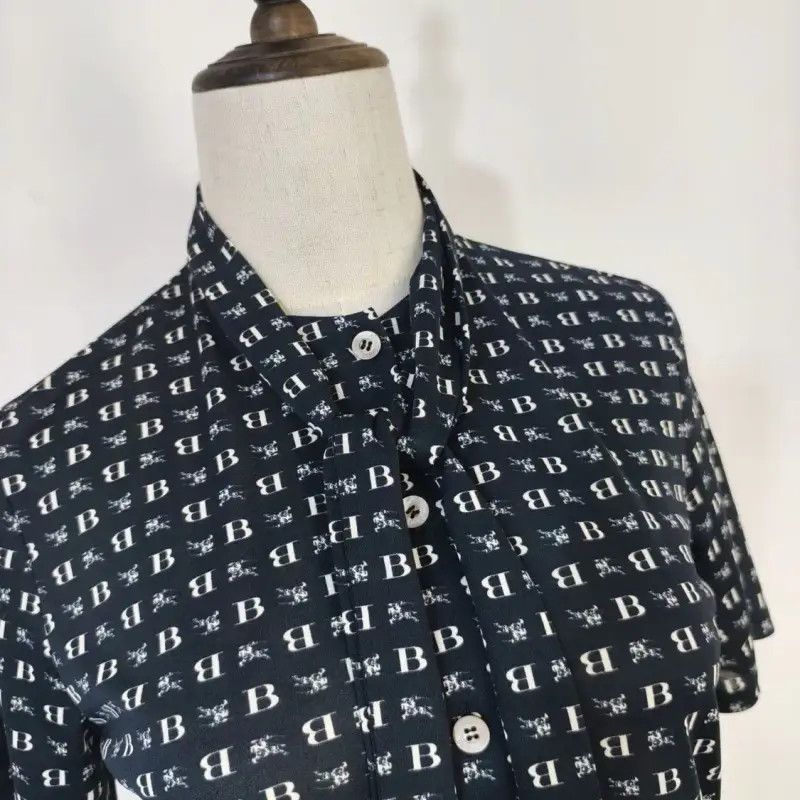 Burberry Burberry Summer Navy Blue Polyester Shirt Size M / US 6-8 / IT 42-44 - 6 Thumbnail