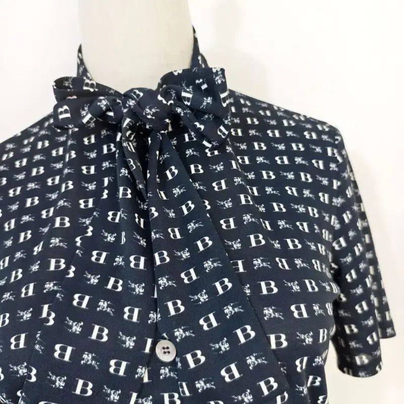 Burberry Burberry Summer Navy Blue Polyester Shirt Size M / US 6-8 / IT 42-44 - 3 Thumbnail