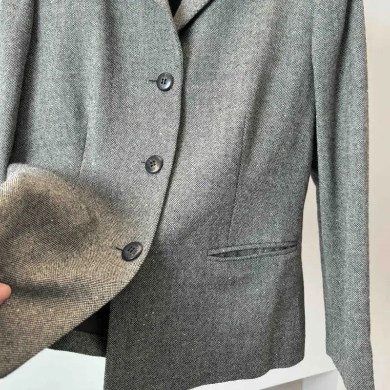 Burberry Burberry Gray Wool Women's Jacket Size ONE SIZE - 4 Thumbnail