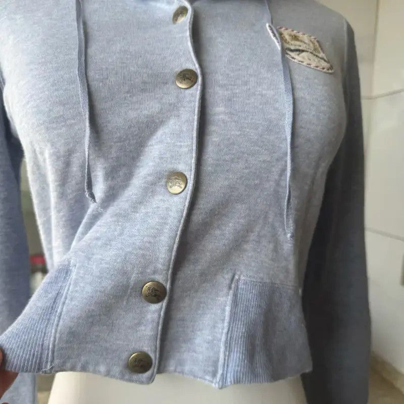 Burberry Burberry Gray Cotton Cropped Long Sleeve Hoodie Size M / US 6-8 / IT 42-44 - 4 Thumbnail