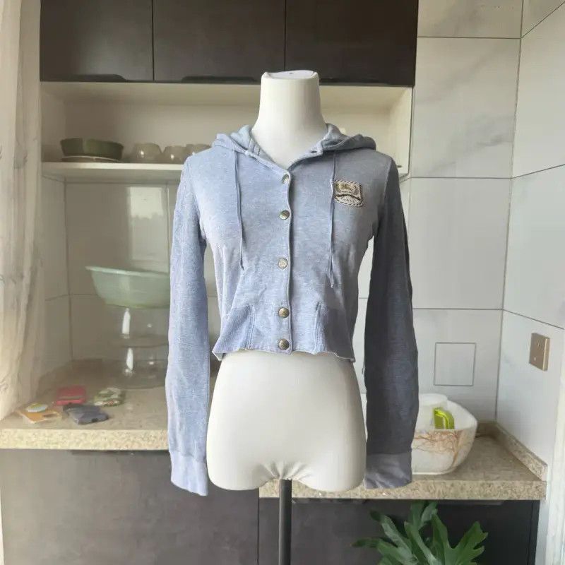 Burberry Burberry Gray Cotton Cropped Long Sleeve Hoodie Size M / US 6-8 / IT 42-44 - 3 Thumbnail