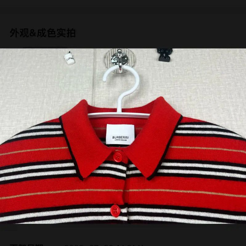 Burberry Burberry Red Striped Wool Women's T-Shirt Size XS / US 0-2 / IT 36-38 - 2 Thumbnail