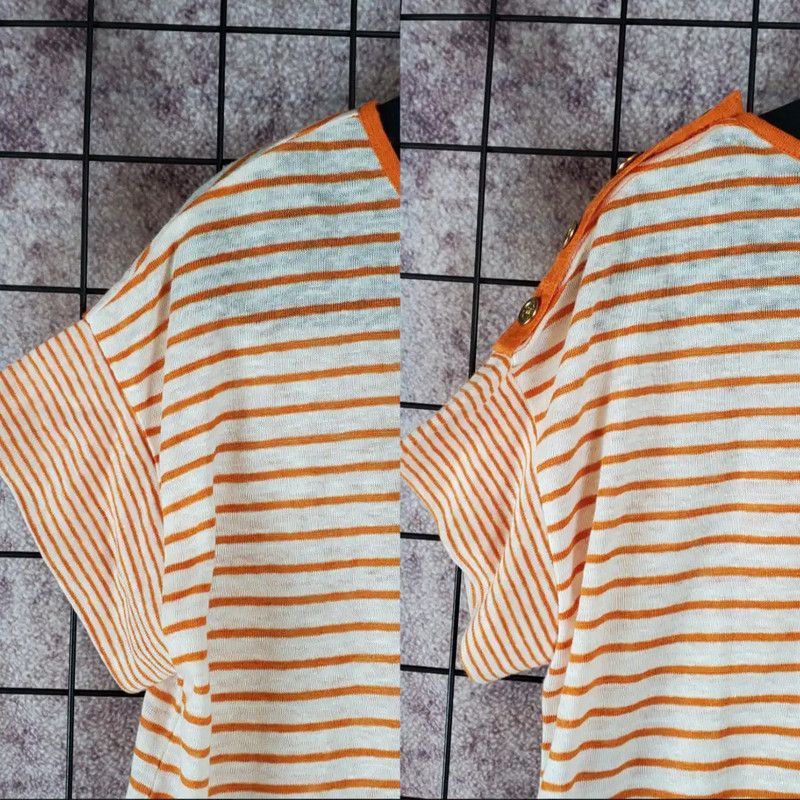 Burberry Burberry Summer Orange Striped Short Sleeve Tee Size M / US 6-8 / IT 42-44 - 6 Thumbnail