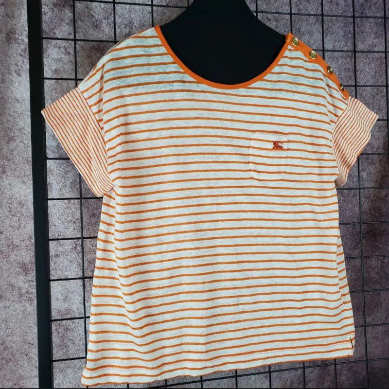 Burberry Burberry Summer Orange Striped Short Sleeve Tee Size M / US 6-8 / IT 42-44 - 4 Thumbnail