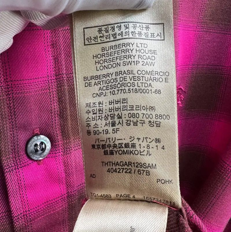 Burberry Burberry Pink Checkered Cotton Shirt Size XL / US 12-14 / IT 48-50 - 5 Thumbnail