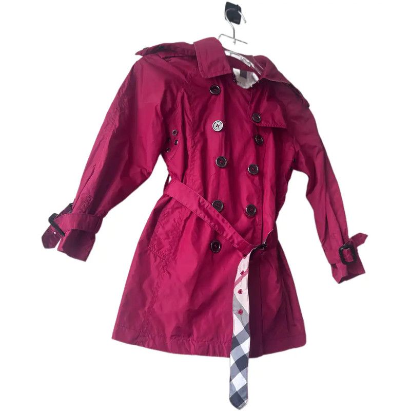 Burberry Burberry Spring Autumn Red Nylon Trench Coat Size XS / US 0-2 / IT 36-38 - 3 Thumbnail