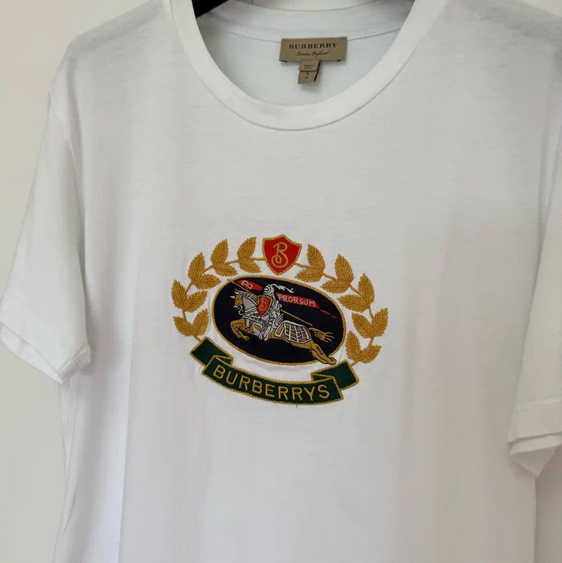 Burberry Burberry Embroidered White Cotton T-Shirt Size S / US 4 / IT 40 - 3 Thumbnail