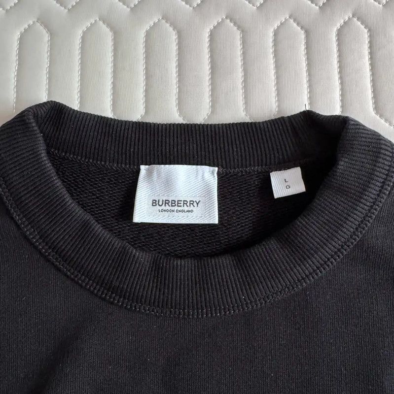 Burberry Burberry Black Cotton Embroidered Cropped Sweatshirt Size L / US 10 / IT 46 - 3 Thumbnail