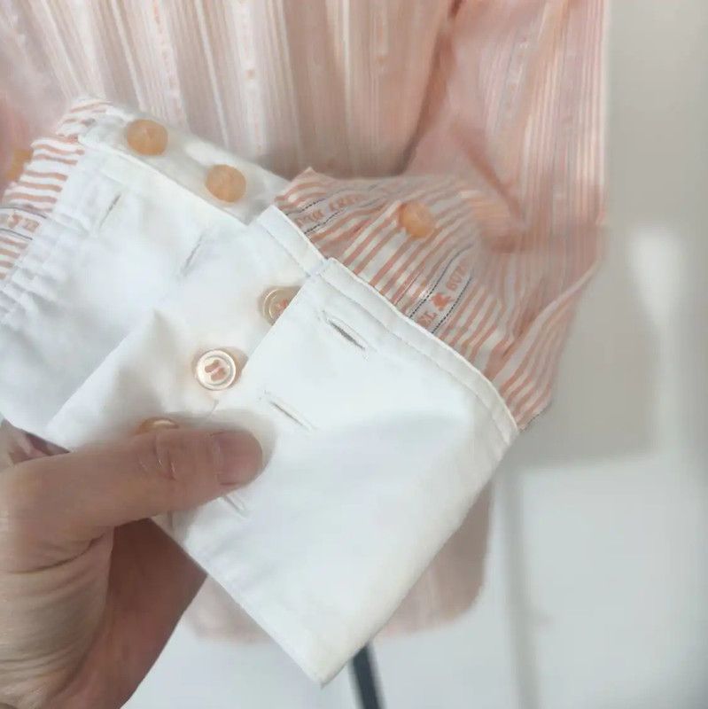 Burberry Burberry Orange Striped Cotton Shirt for Women Size S / US 4 / IT 40 - 4 Thumbnail
