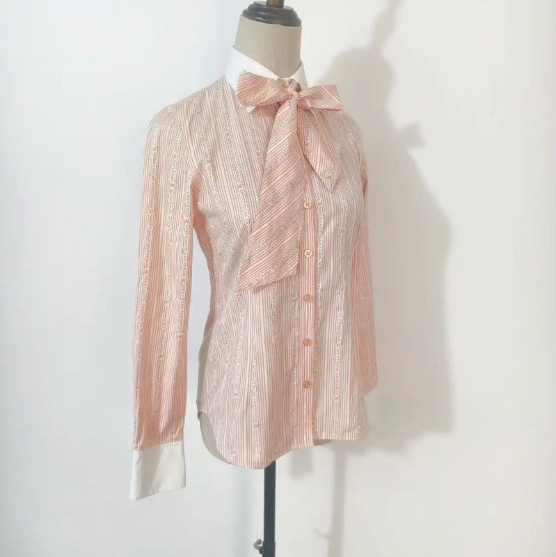 Burberry Burberry Orange Striped Cotton Shirt for Women Size S / US 4 / IT 40 - 3 Thumbnail