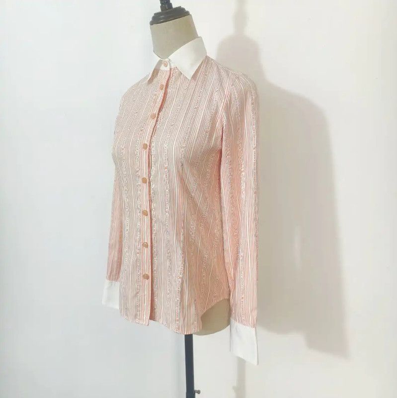 Burberry Burberry Orange Striped Cotton Shirt for Women Size S / US 4 / IT 40 - 6 Thumbnail