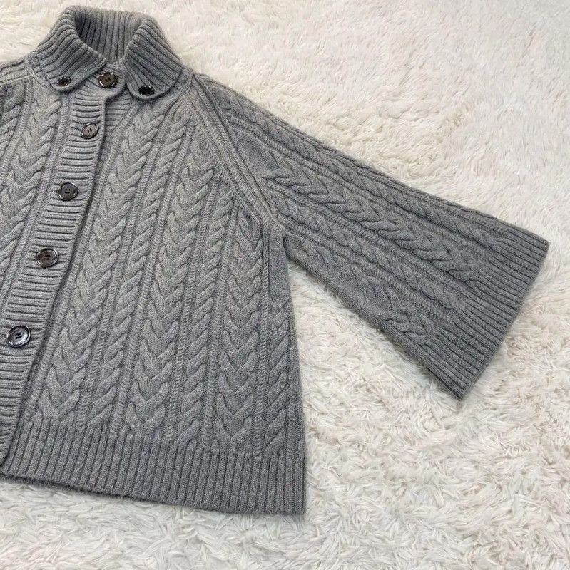 Burberry Burberry Gray Wool Short Sleeve Cardigan Size S / US 4 / IT 40 - 6 Thumbnail