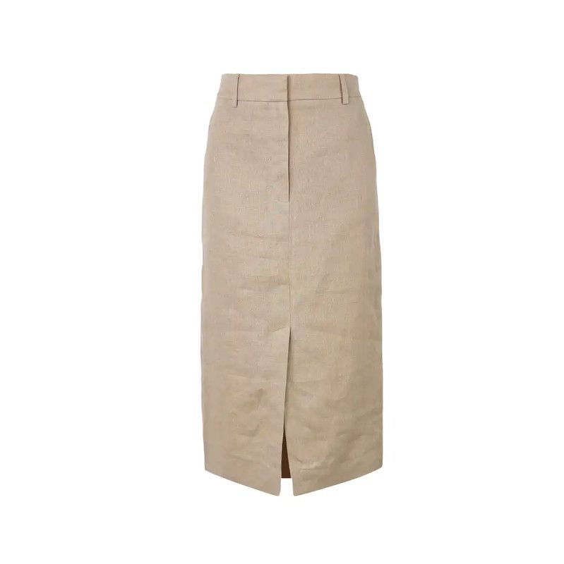Burberry Beige Summer Linen Midi Skirt