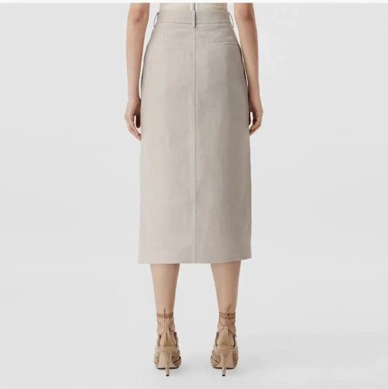 Burberry Burberry Beige Summer Linen Midi Skirt Size 23" - 2 Thumbnail