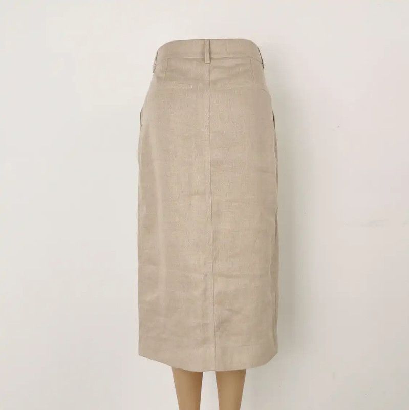 Burberry Burberry Beige Summer Linen Midi Skirt Size 23" - 4 Thumbnail