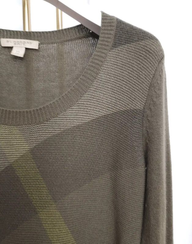 Burberry Burberry Green Wool Check Knit Sweater Size XS / US 0-2 / IT 36-38 - 5 Thumbnail