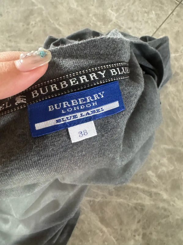 Burberry Burberry Gray Cotton Long Sleeve Dress Size M / US 6-8 / IT 42-44 - 6 Thumbnail