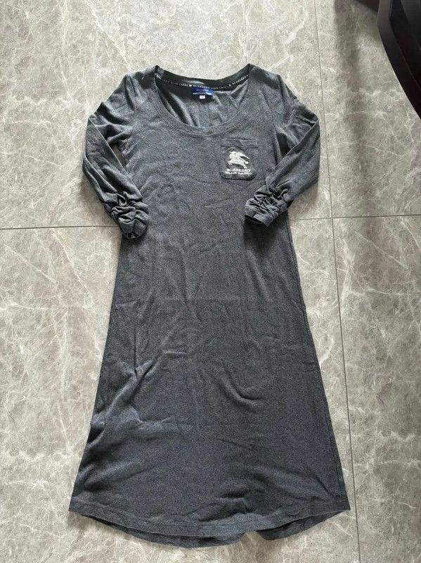 Burberry Burberry Gray Cotton Long Sleeve Dress Size M / US 6-8 / IT 42-44 - 8 Thumbnail