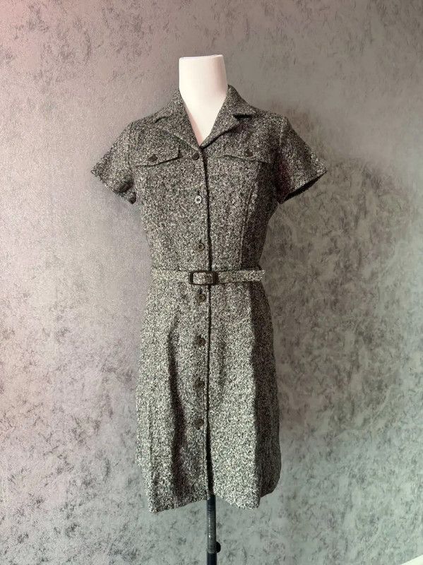 Burberry Burberry Grey Wool Blend Midi Dress Size L / US 10 / IT 46 - 3 Thumbnail