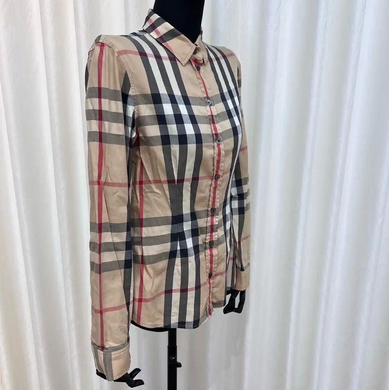Burberry Burberry Beige Check Long Sleeve Shirt Size XS / US 0-2 / IT 36-38 - 3 Thumbnail