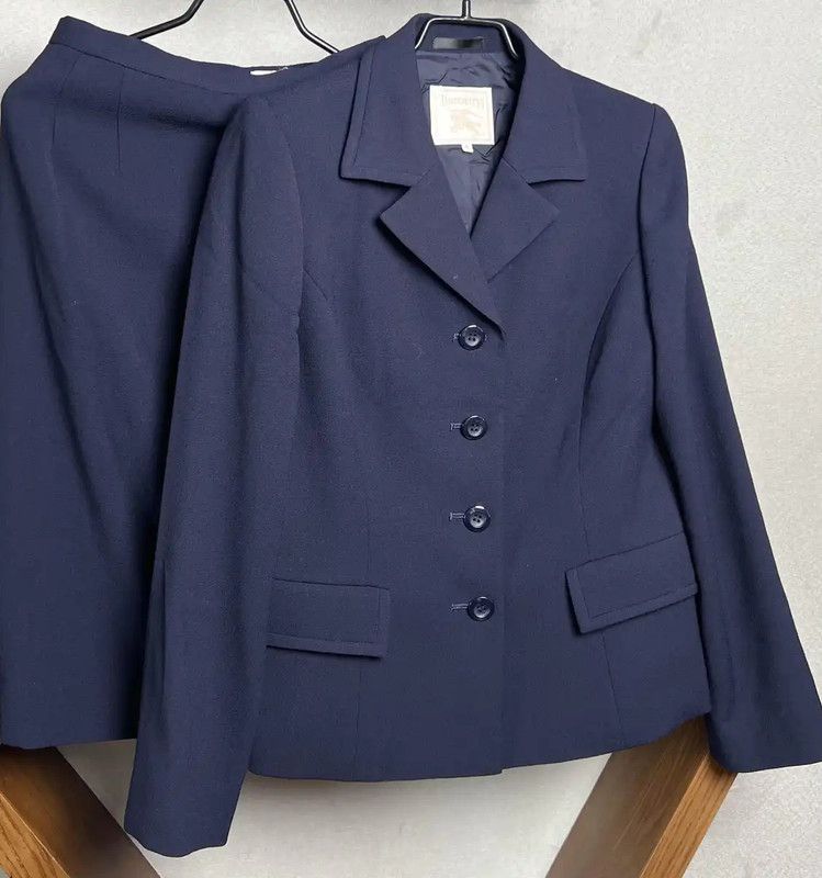 Burberry Burberry Women's Navy Wool Blazer and Skirt Set Size ONE SIZE - 3 Thumbnail