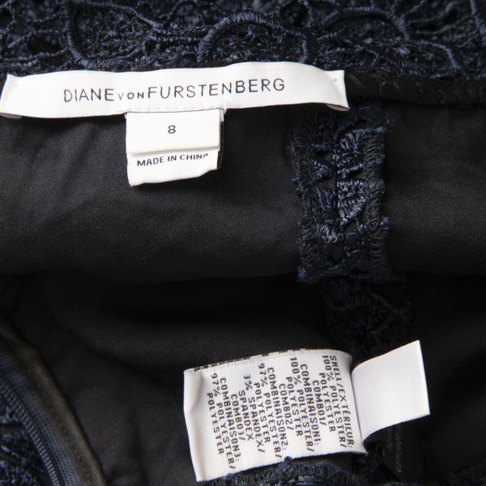 Diane von Furstenberg Navy Lace Mini Dress Size M / US 6-8 / IT 42-44 - 5 Thumbnail