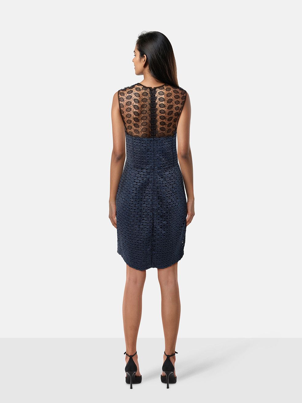 Diane von Furstenberg Navy Lace Mini Dress Size M / US 6-8 / IT 42-44 - 2 Thumbnail