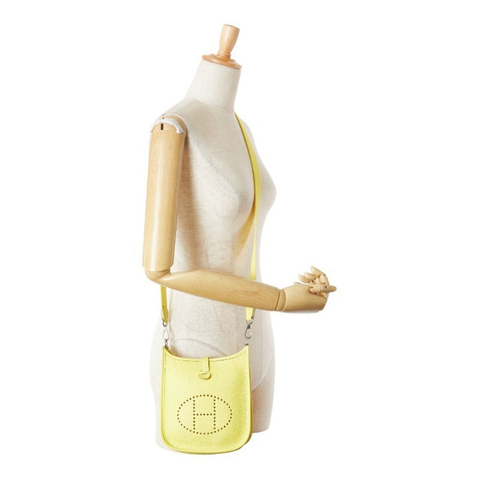 Hermes Hermes Hermès Evelyn TPM Shoulder Bag in Lime with Silver Hardware and Taurillon Clemence Leather, Women's Size ONE SIZE - 13 Thumbnail