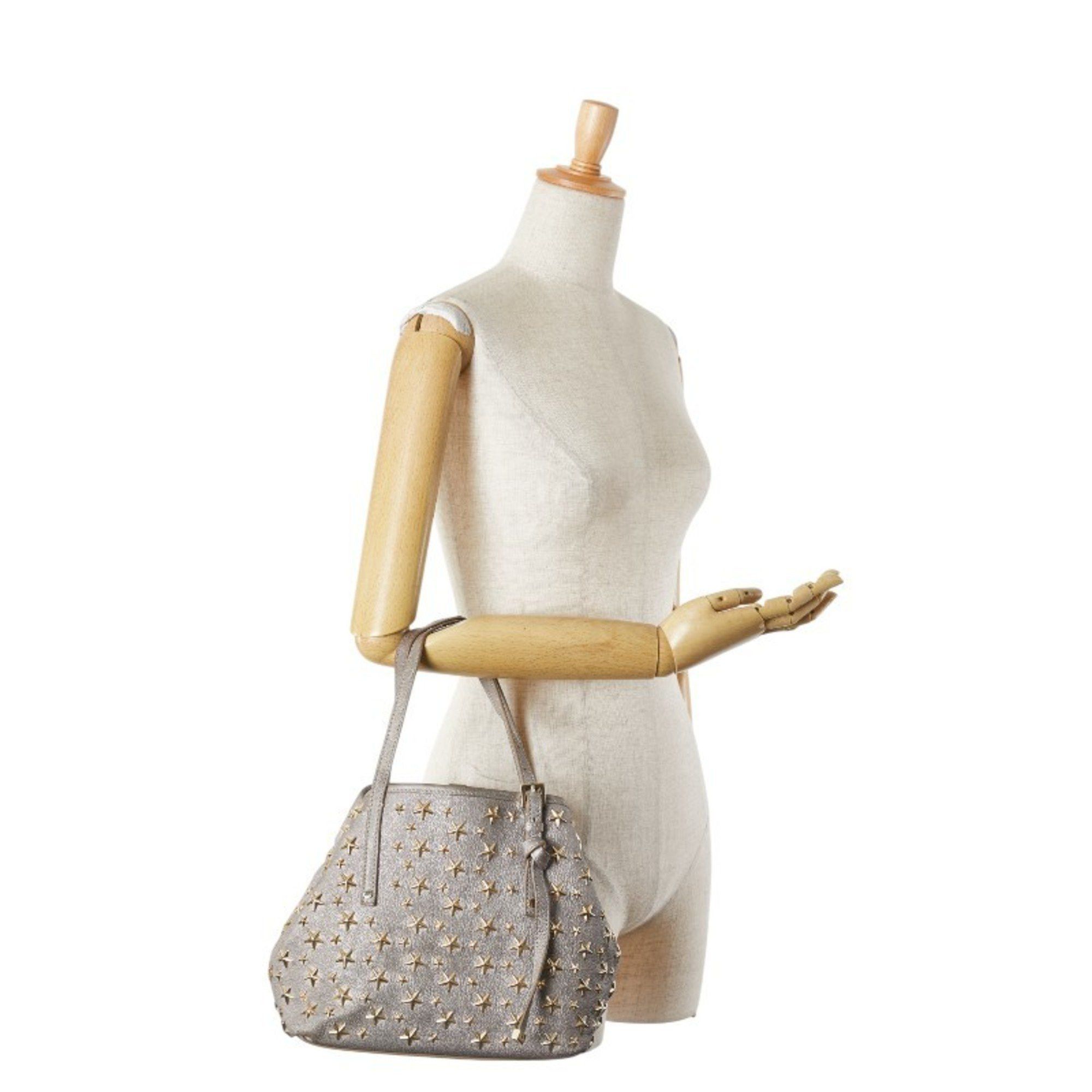 Jimmy Choo Jimmy Choo Sasha S Star Stud Handbag Tote Bag in Gray and Gold Leather for Women Size ONE SIZE - 13 Thumbnail