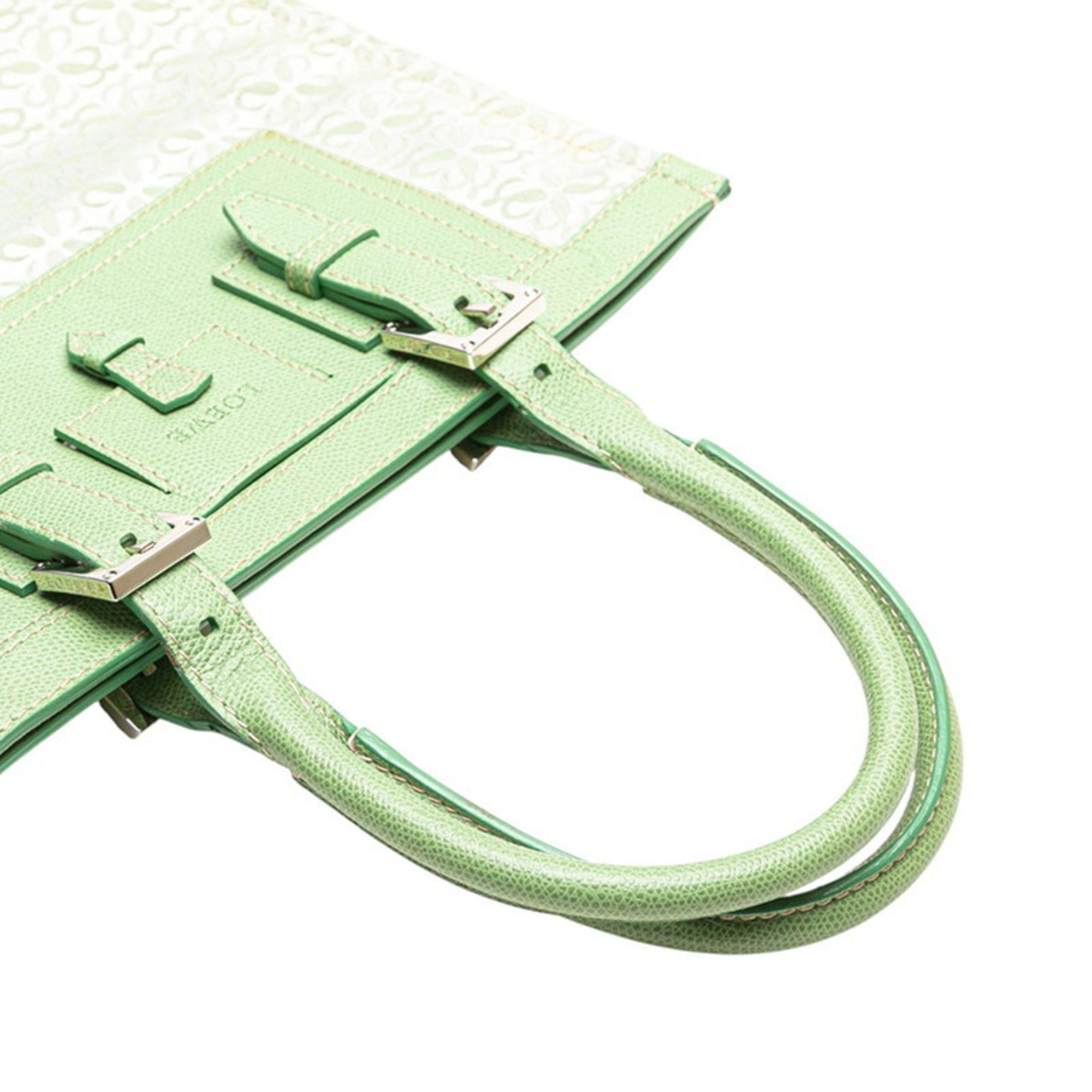 Loewe LOEWE Repeat Anagram Tote Bag Handbag Green Canvas Leather Women's Size ONE SIZE - 6 Thumbnail