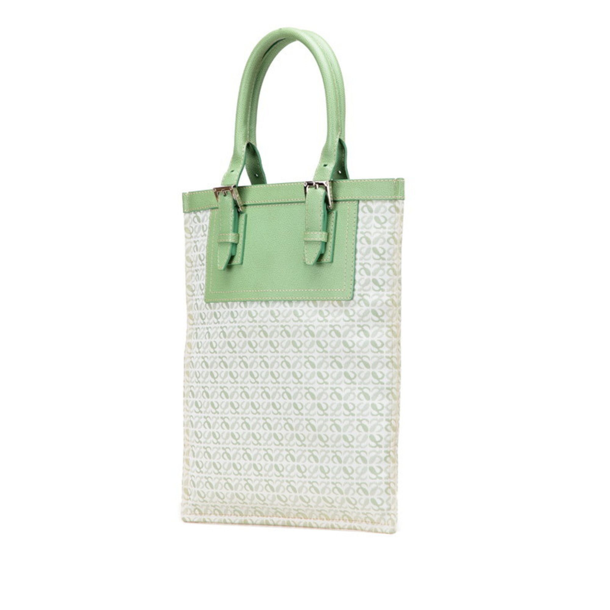 Loewe LOEWE Repeat Anagram Tote Bag Handbag Green Canvas Leather Women's Size ONE SIZE - 2 Thumbnail