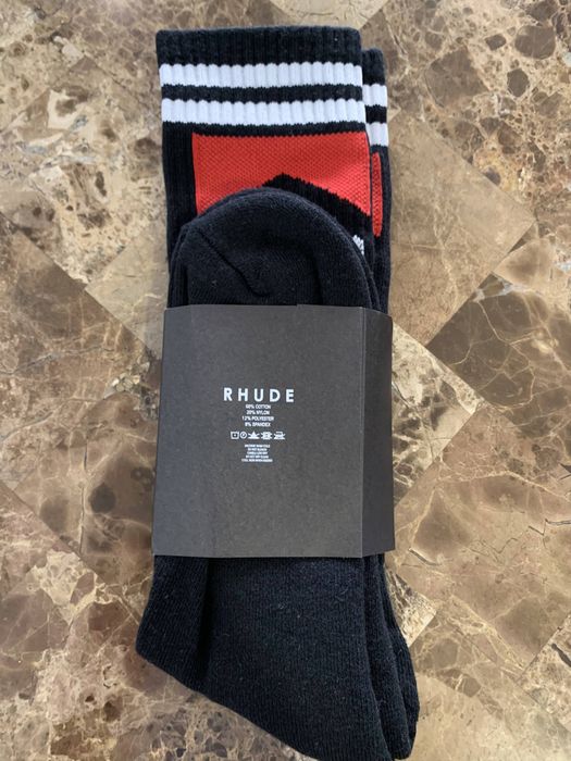 Rhude RHUDE Cigarette Marlboro Championship RED & BLACK Socks | Grailed