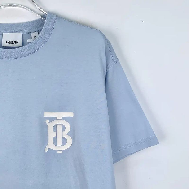 Burberry Burberry Light Blue Cotton Logo Women's T-Shirt Size XS / US 0-2 / IT 36-38 - 3 Thumbnail