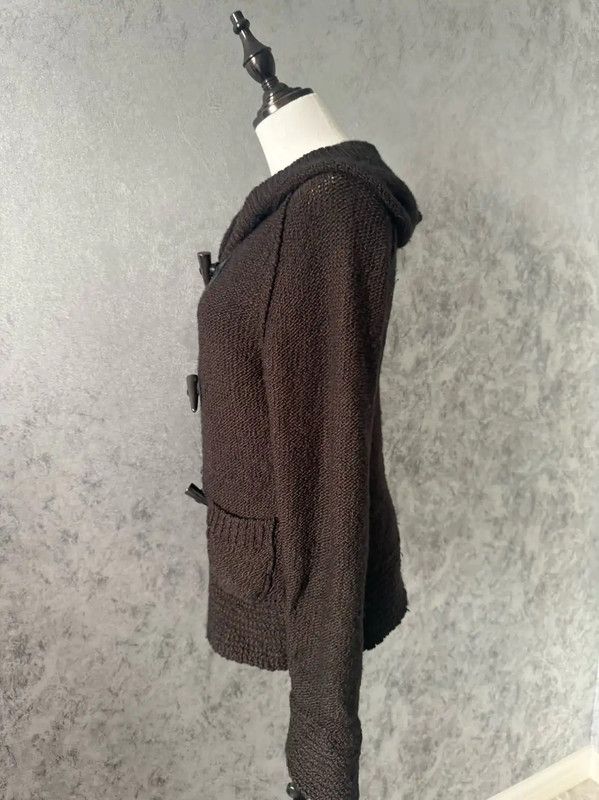 Burberry Brown Wool-Blend Hooded Cardigan