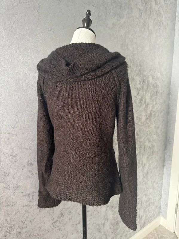 Burberry Brown Wool-Blend Hooded Cardigan