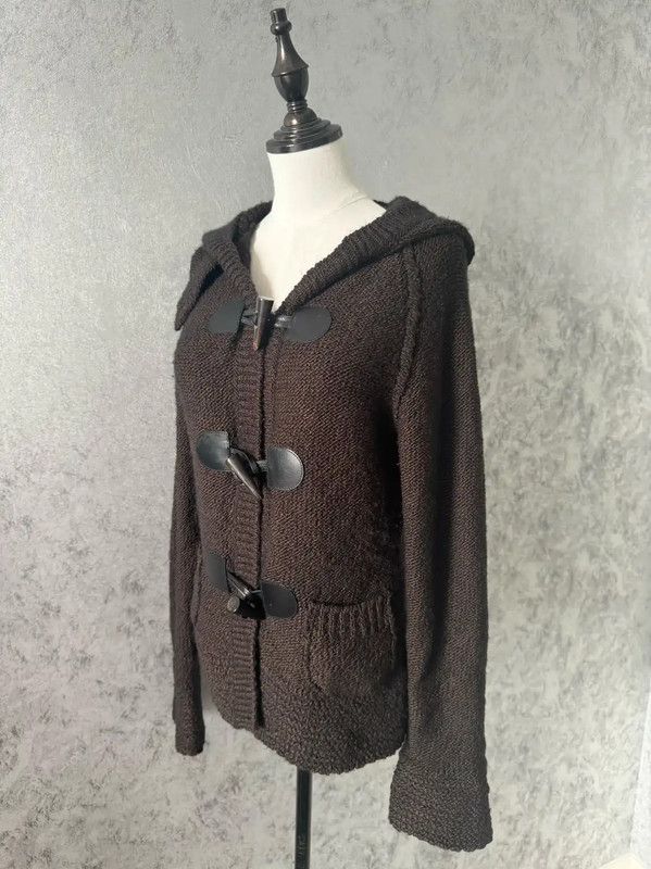 Burberry Brown Wool-Blend Hooded Cardigan