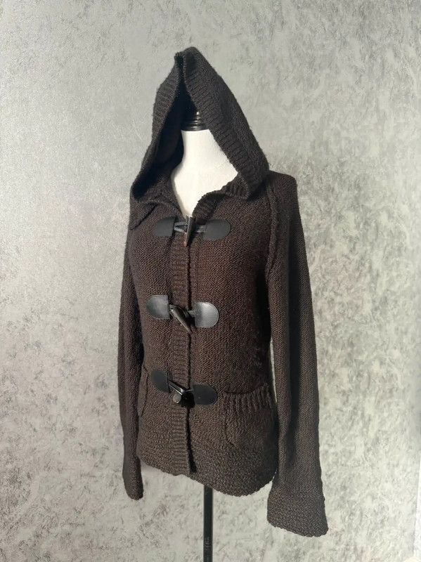 Burberry Brown Wool-Blend Hooded Cardigan