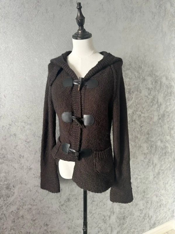 Burberry Brown Wool-Blend Hooded Cardigan