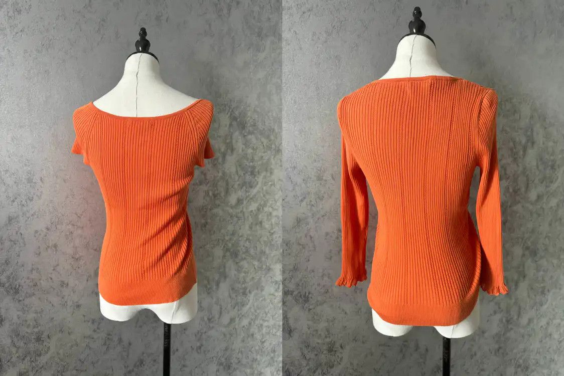 Burberry Burberry Orange Ribbed Long Sleeve Cardigan Size S / US 4 / IT 40 - 3 Thumbnail