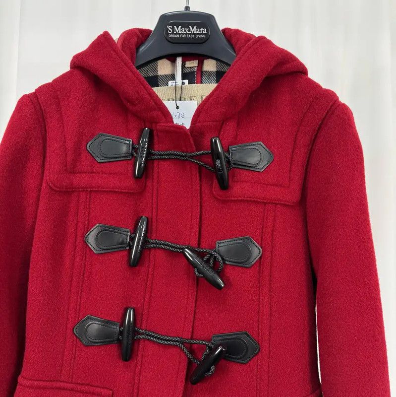 Burberry Burberry Red Wool Toggle Coat for Women Size M / US 6-8 / IT 42-44 - 3 Thumbnail