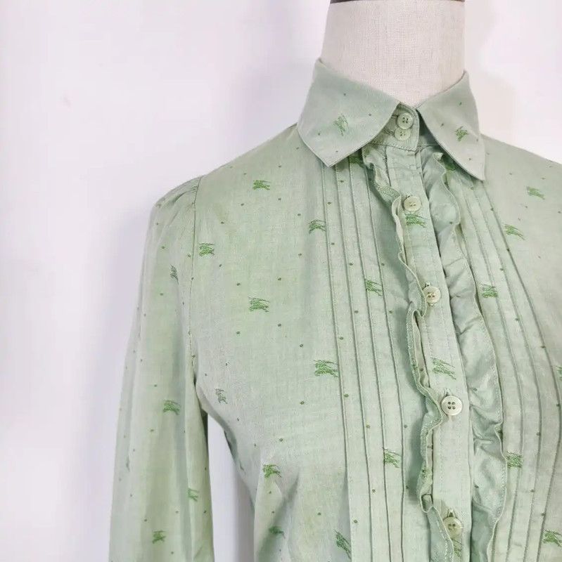 Burberry Burberry Green Cotton Embroidered Long Sleeve Shirt Size M / US 6-8 / IT 42-44 - 3 Thumbnail