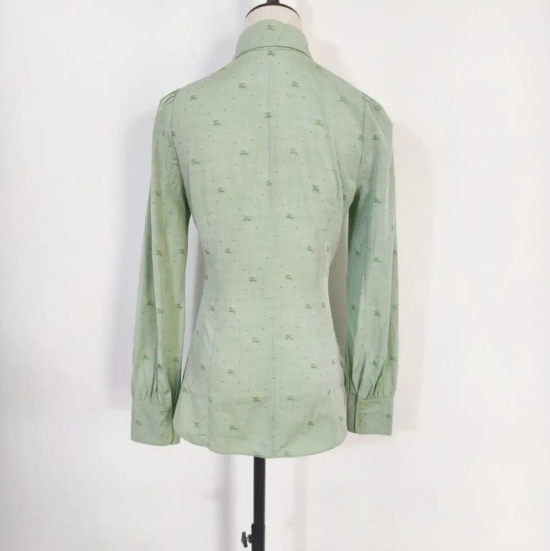 Burberry Burberry Green Cotton Embroidered Long Sleeve Shirt Size M / US 6-8 / IT 42-44 - 4 Thumbnail