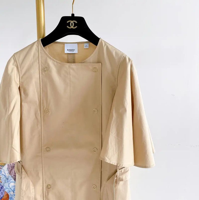 Burberry Burberry Khaki Short Sleeve Dress for Women Size L / US 10 / IT 46 - 4 Thumbnail