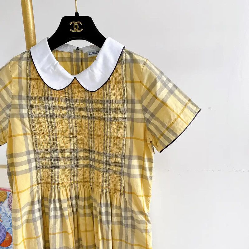Burberry Burberry Yellow Cotton Short Sleeve Dress Size L / US 10 / IT 46 - 3 Thumbnail