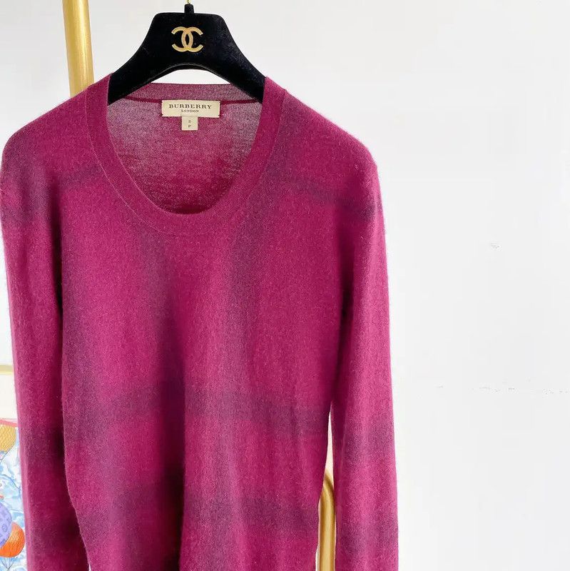 Burberry Burberry Purple Cashmere Long Sleeve Sweater Size S / US 4 / IT 40 - 4 Thumbnail