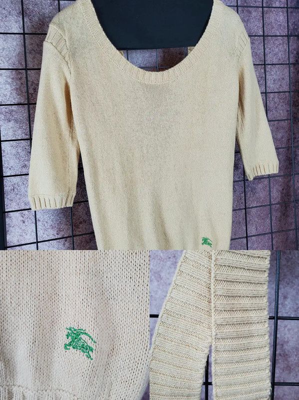 Burberry Burberry Khaki Cotton Blend Embroidered Knit Top Size M / US 6-8 / IT 42-44 - 5 Thumbnail