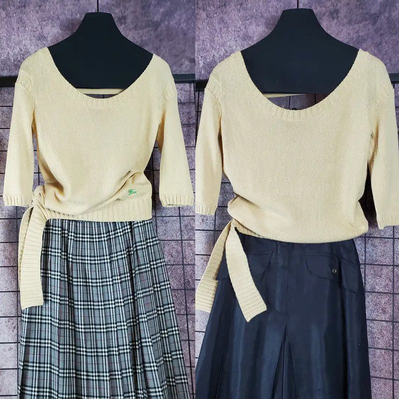 Burberry Burberry Khaki Cotton Blend Embroidered Knit Top Size M / US 6-8 / IT 42-44 - 2 Thumbnail