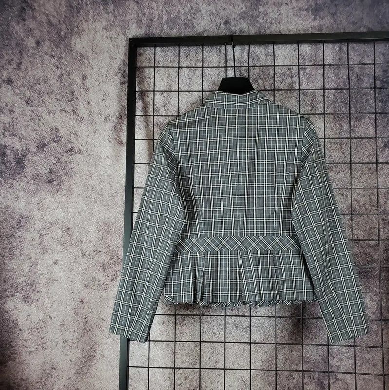 Burberry Burberry Gray Checkered Long Sleeve Top Size M / US 6-8 / IT 42-44 - 7 Thumbnail