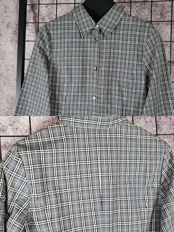 Burberry Burberry Gray Checkered Long Sleeve Top Size M / US 6-8 / IT 42-44 - 4 Thumbnail